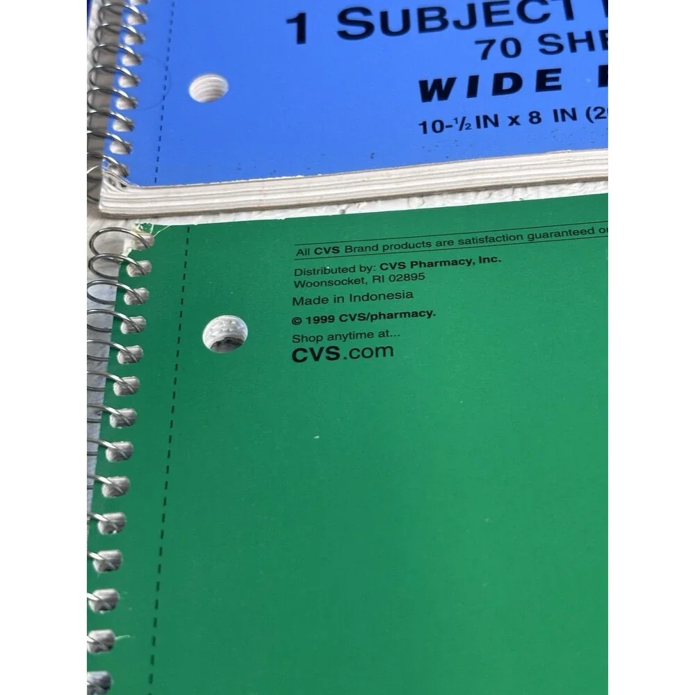 Vintage 1999 CVS Pharmacy 1 Subject Wide Ruled Spiral Notebook Lot  6 NOS School